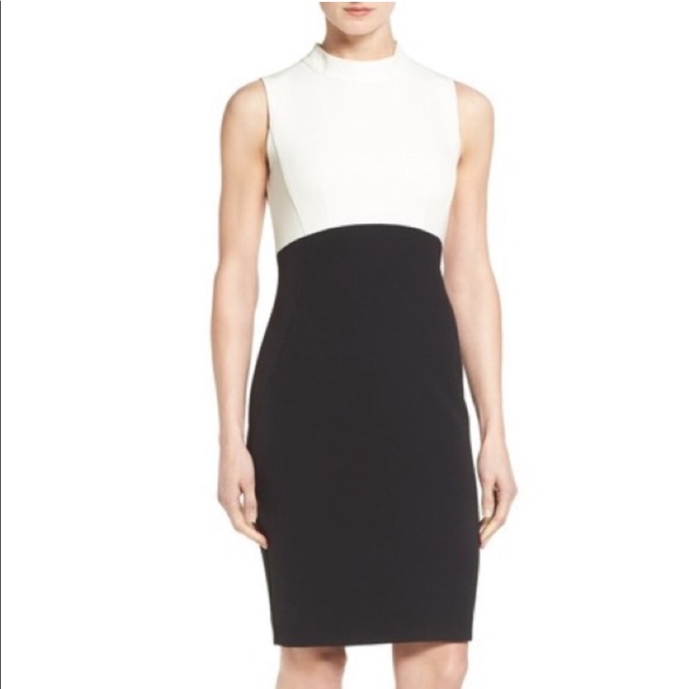 Halogen light Gray and Black Colorblock Mock Neck Sheath Dress Size 4
